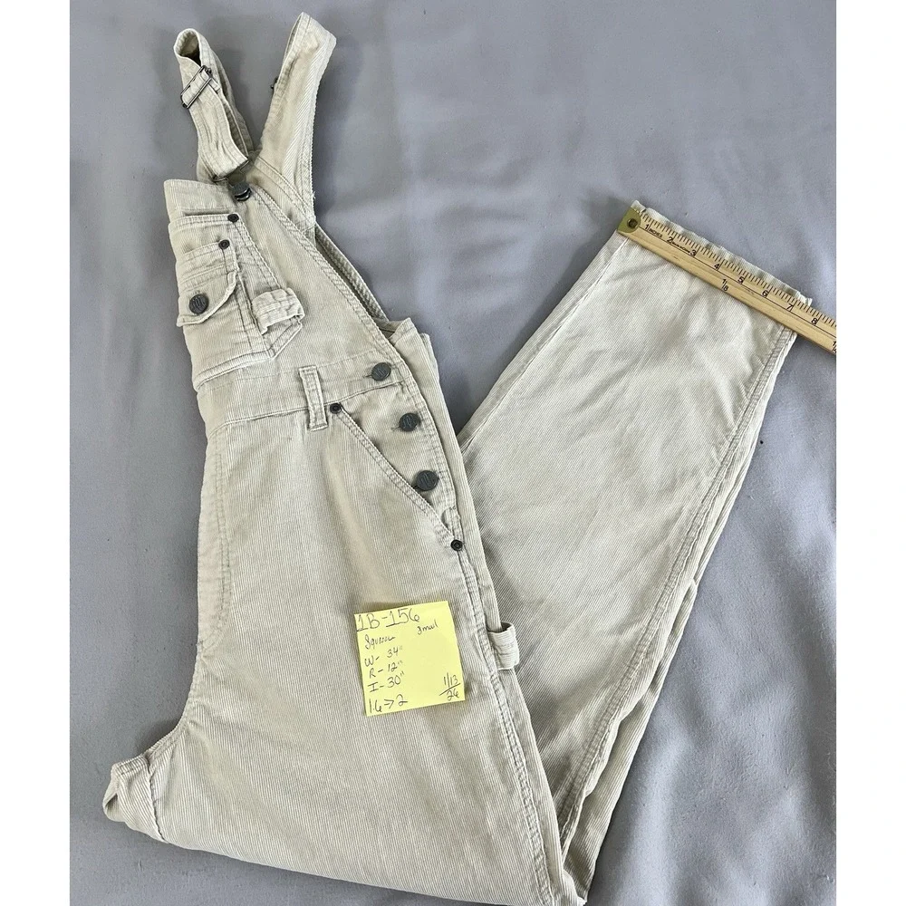 Vtg 90's SQZ Squeeze Beige Cotton Corduroy Bib Overalls Women's‎ Size Small